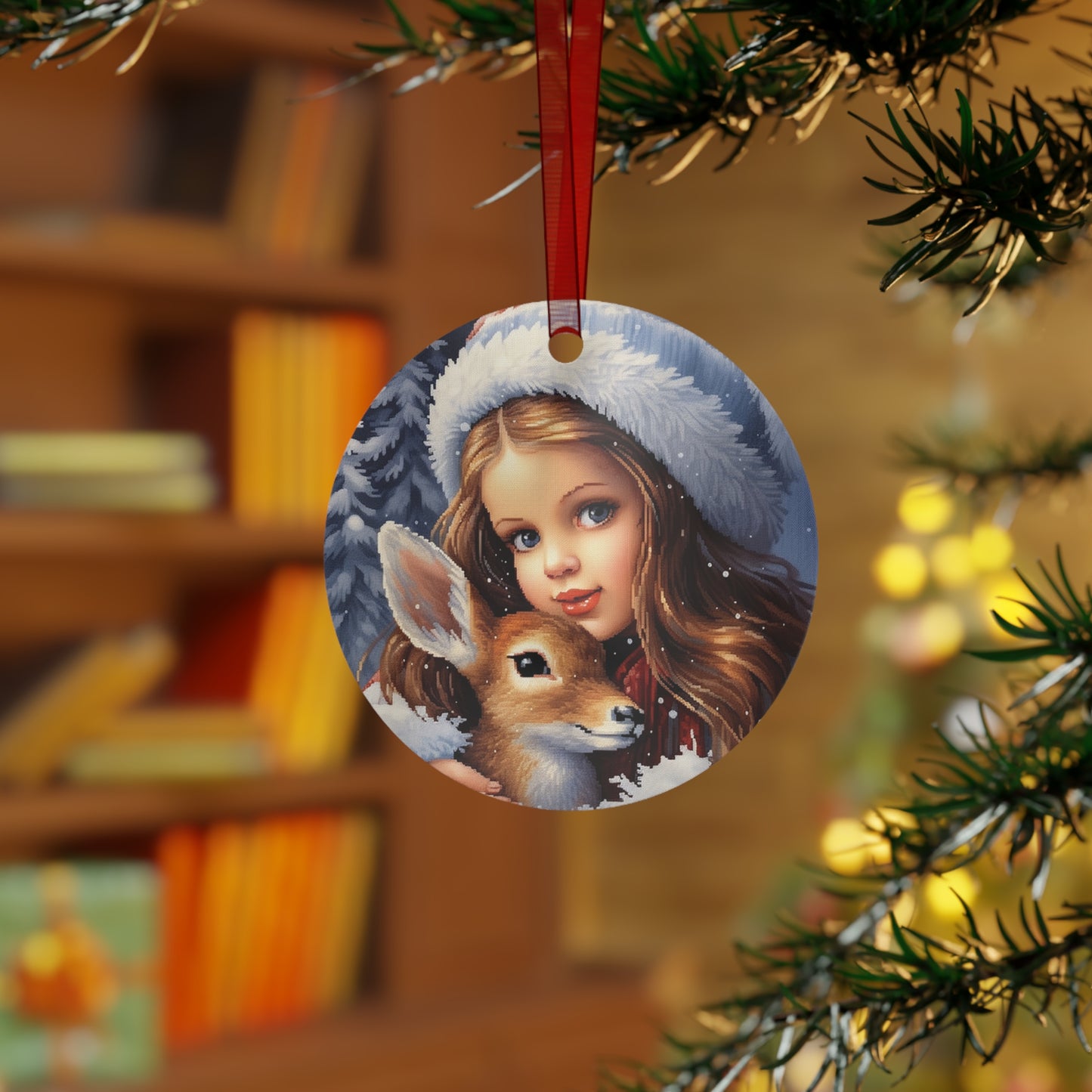 Girl with Deer Ornament