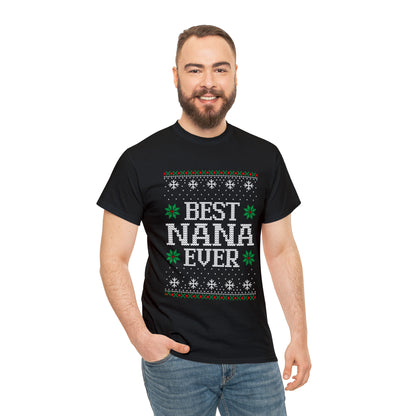 Best Nana Ever Christmas Ugly Sweater Short Sleeve Tee