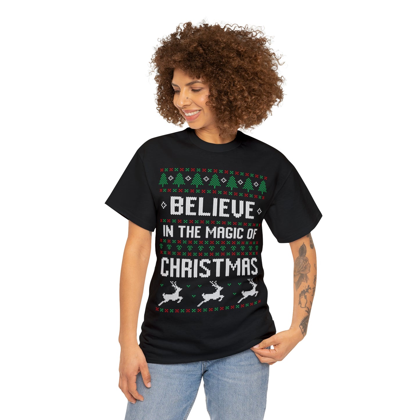 Believe in the Magic of Christmas Ugly Sweater Short Sleeve Tee