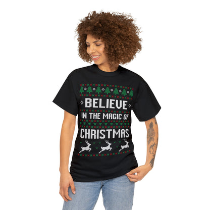 Believe in the Magic of Christmas Ugly Sweater Short Sleeve Tee