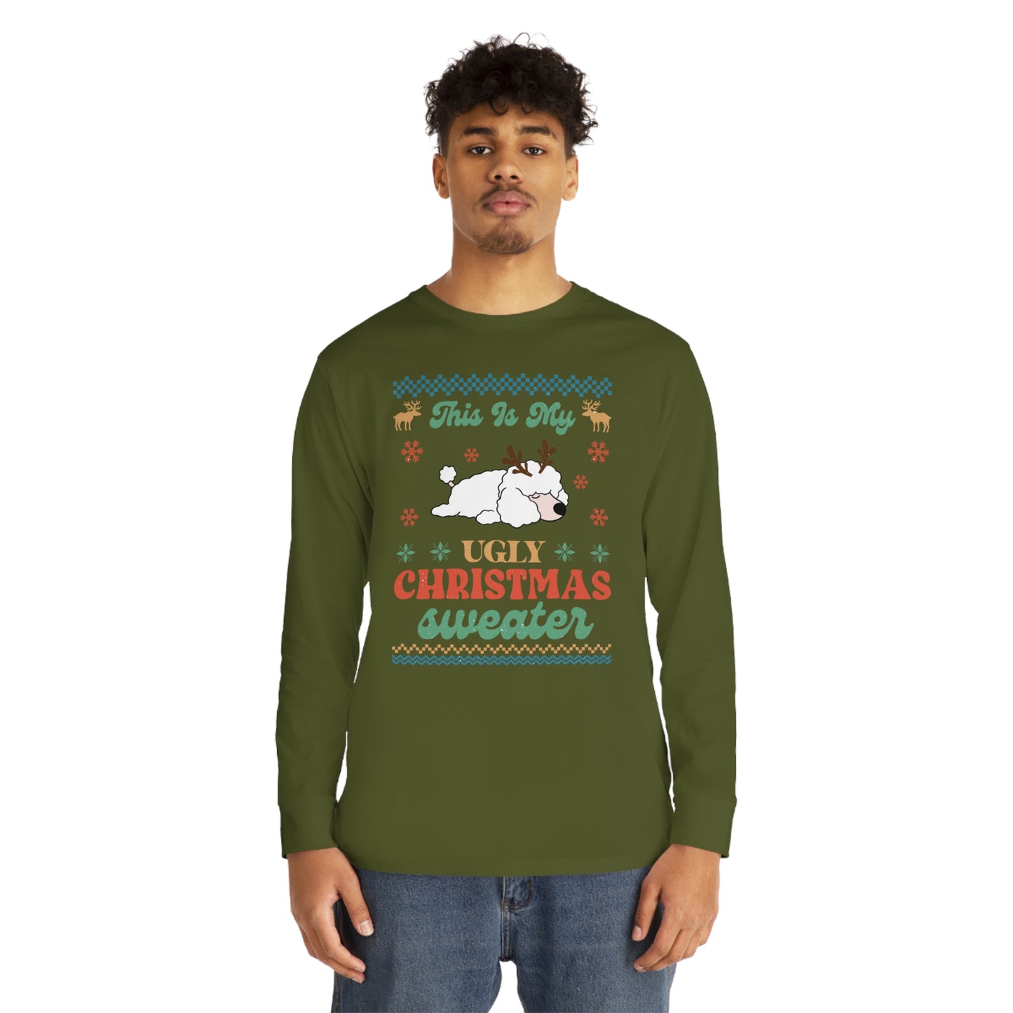 Miniature Poodle This is My Ugly Christmas Sweater Long Sleeve Tee