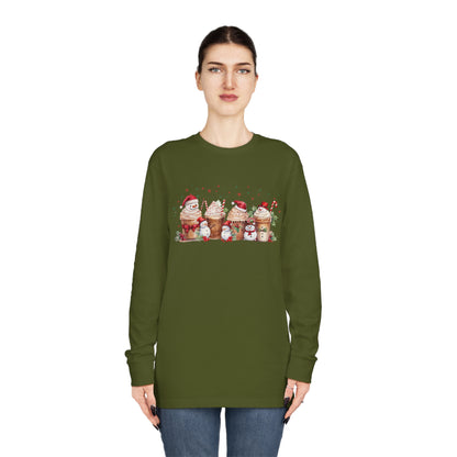 Snowmen Coffee Latte Christmas Long Sleeve T-shirt