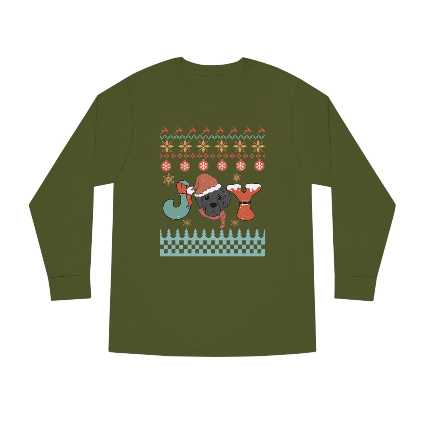 Joy Labrador Dog Christmas Ugly Sweater Long Sleeve Tee