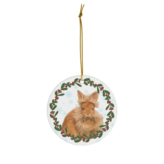 Lionhead Rabbit Bunny Christmas Ceramic Ornament