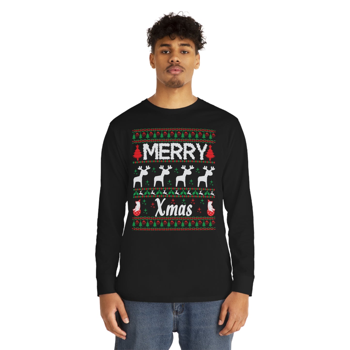 Merry Xmas Raindeers Christmas Ugly Sweater Long Sleeve T-shirt