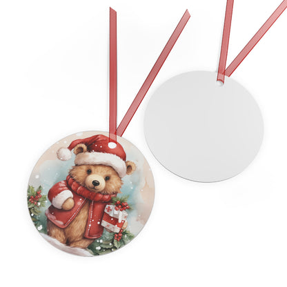 Bear in Red with Present Ornament