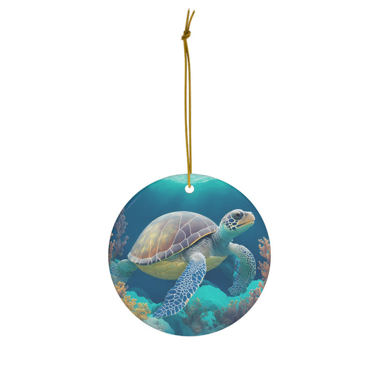 Sea Turtle Christmas Ceramic Ornament