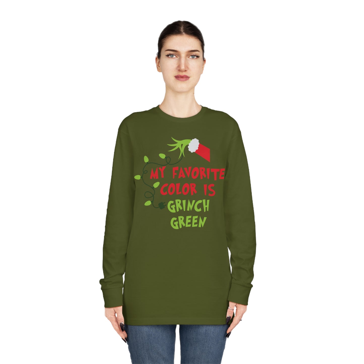 My Favorite Color is Grinch Green Christmas Long Sleeve T-Shirt