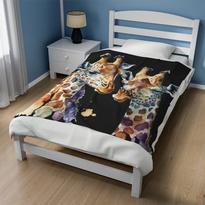 Watercolor Giraffes Blanket