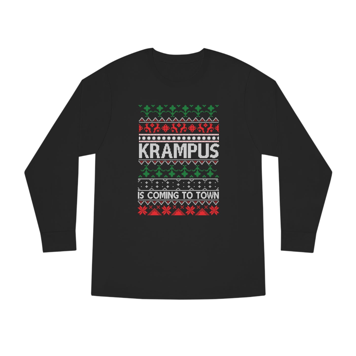 Krampus is Coming to Town Christmas Ugly Sweater Long Sleeve Tee