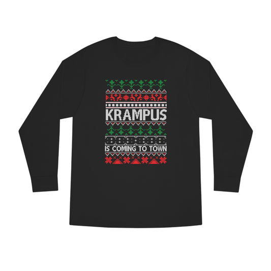 Krampus is Coming to Town Christmas Ugly Sweater Long Sleeve Tee