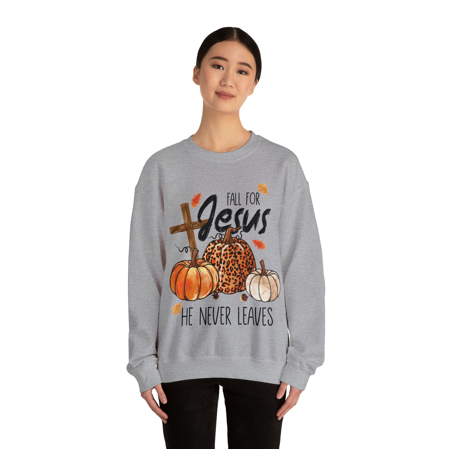 Fall For Jesus He Never Leaves Christian Halloween Sweatshirt