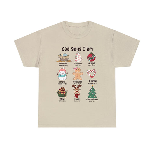 God Says I Am Christmas Short Sleeve Tee