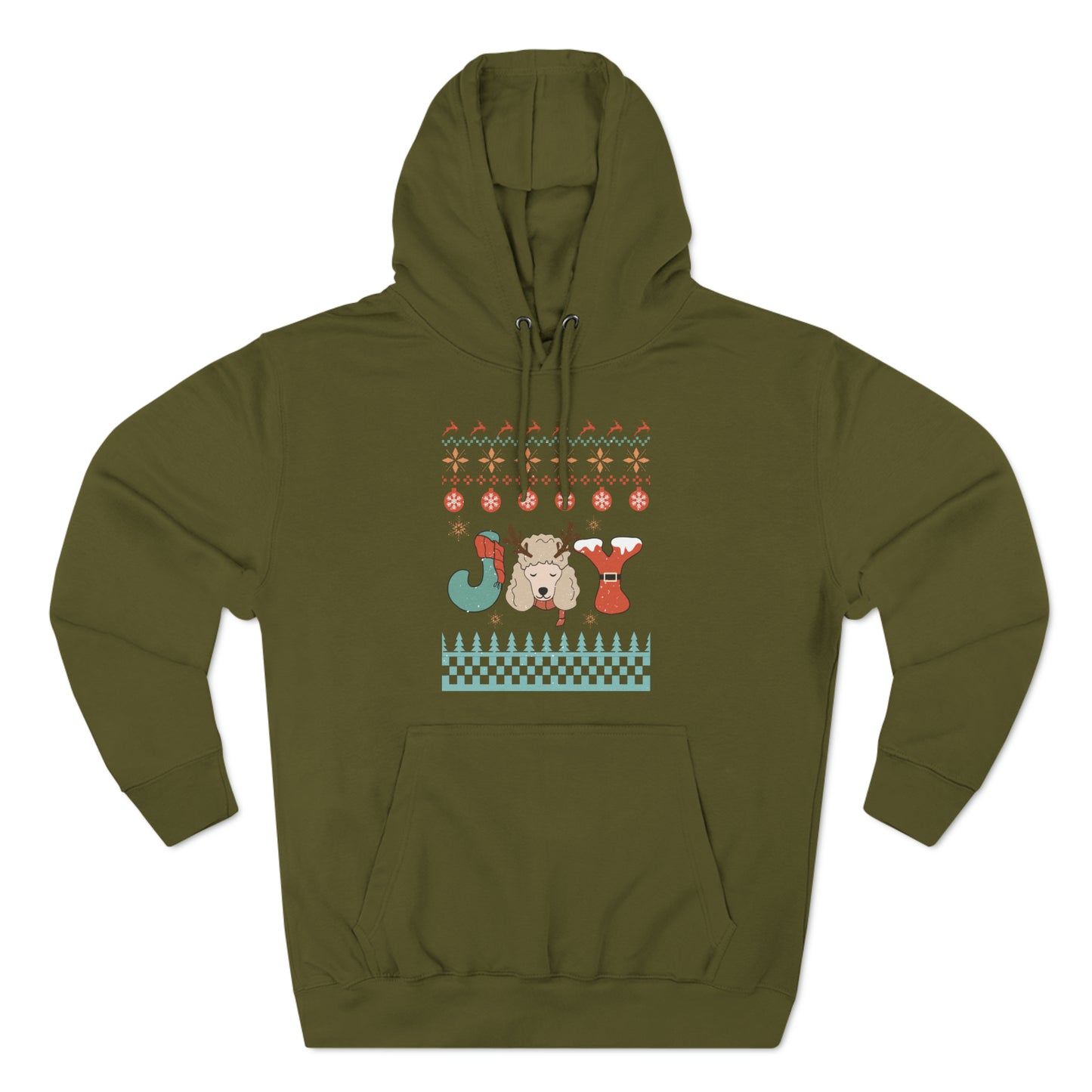 Joy Miniature Poodle Dog Christmas Ugly Sweater Pullover Hoodie