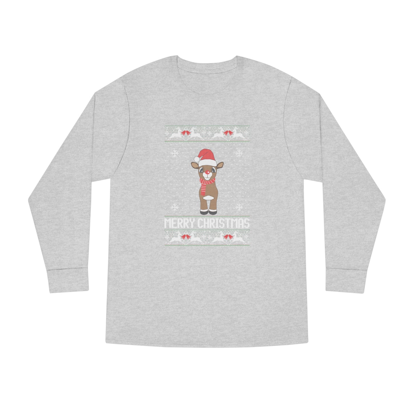 Merry Christmas Rudolph Ugly Christmas Sweater Long Sleeve Tee