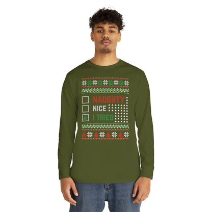 I Tried Christmas Ugly Sweater Long Sleeve T-shirt