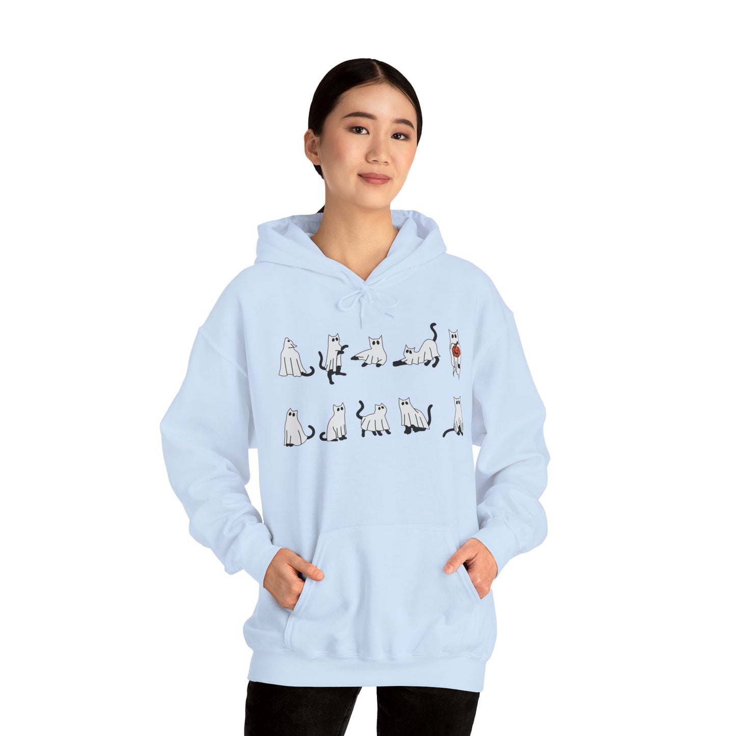 Ghost Cats Halloween Pullover Hoodie