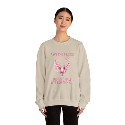 Save The Racks Big or Small Deer Breast Cancer Sweatshirt