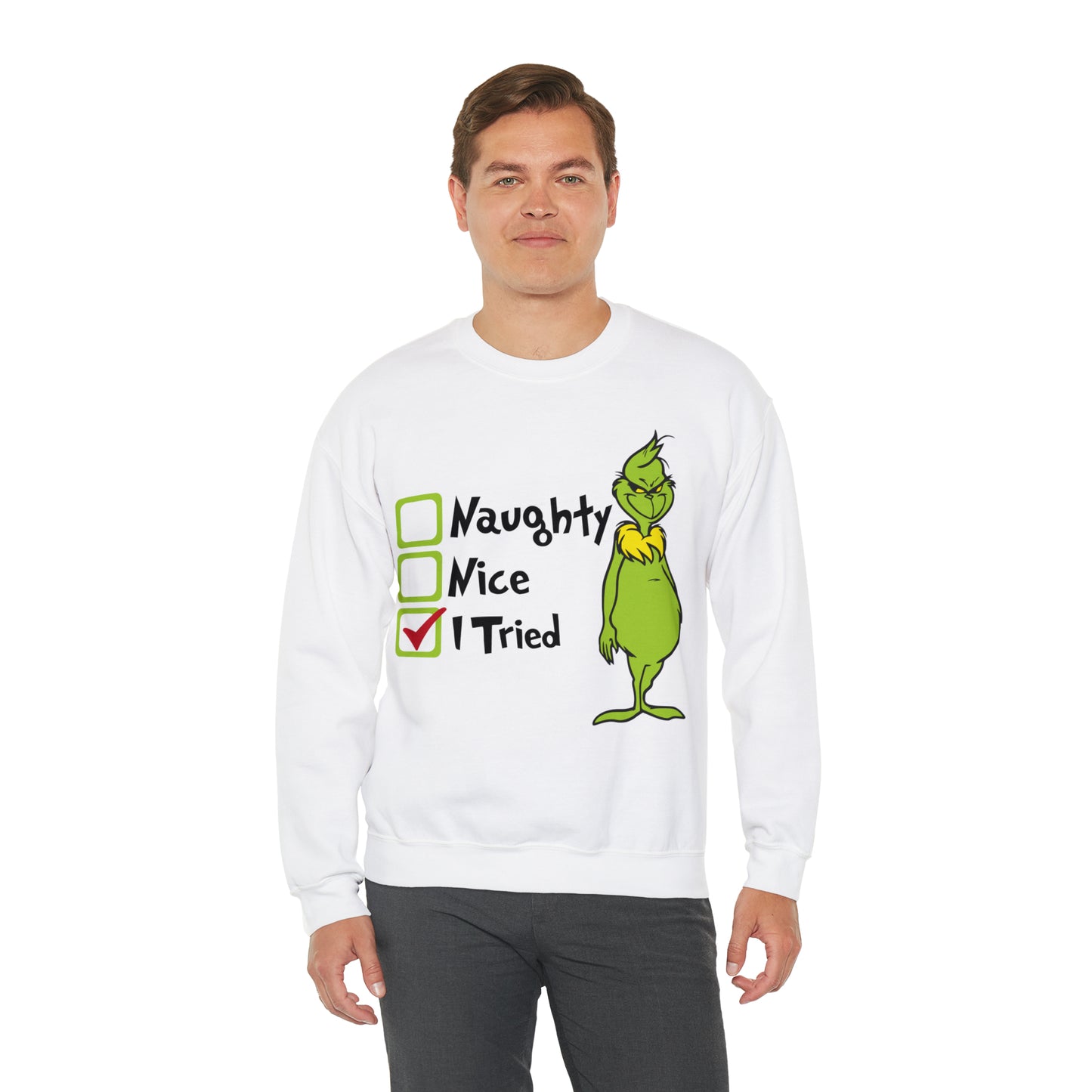 Naughty Nice I Tried Grinch Christmas Sweatshirt