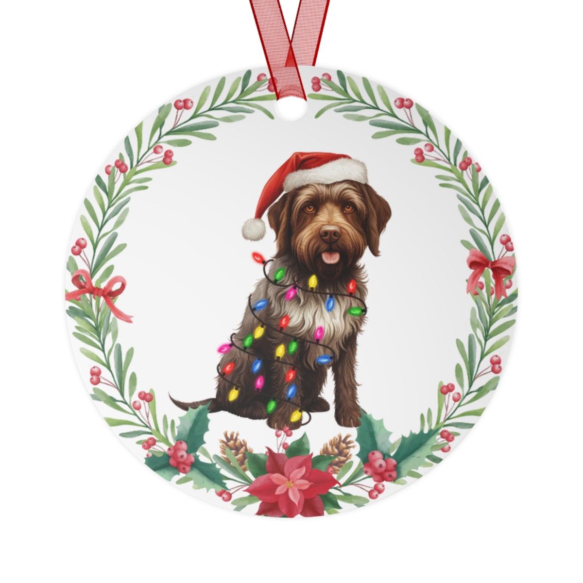 Wirehaired Pointing Griffen Dog in Lights Ornament