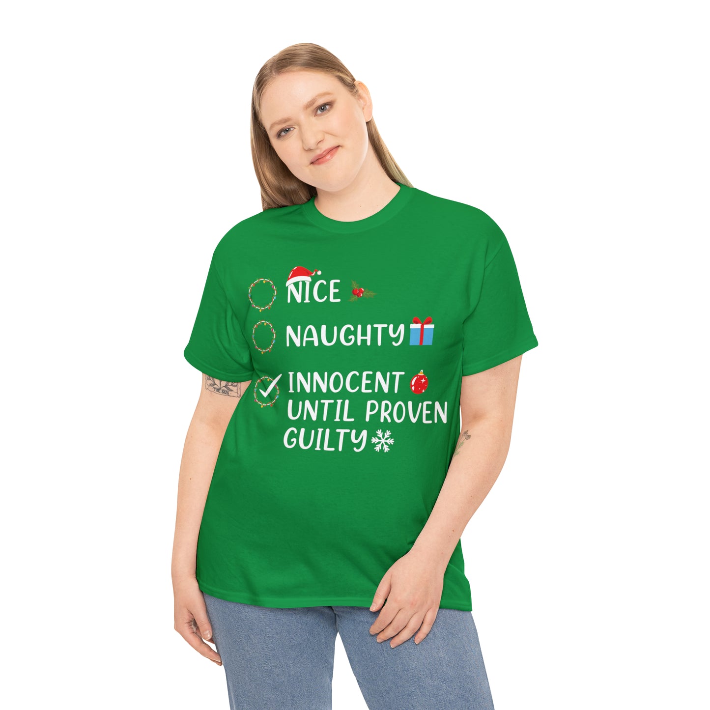 Naughty List Innocent Until Proven Guilty Christmas Short Sleeve Tee