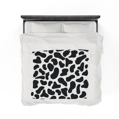 Black White Cow Print Plush Blanket