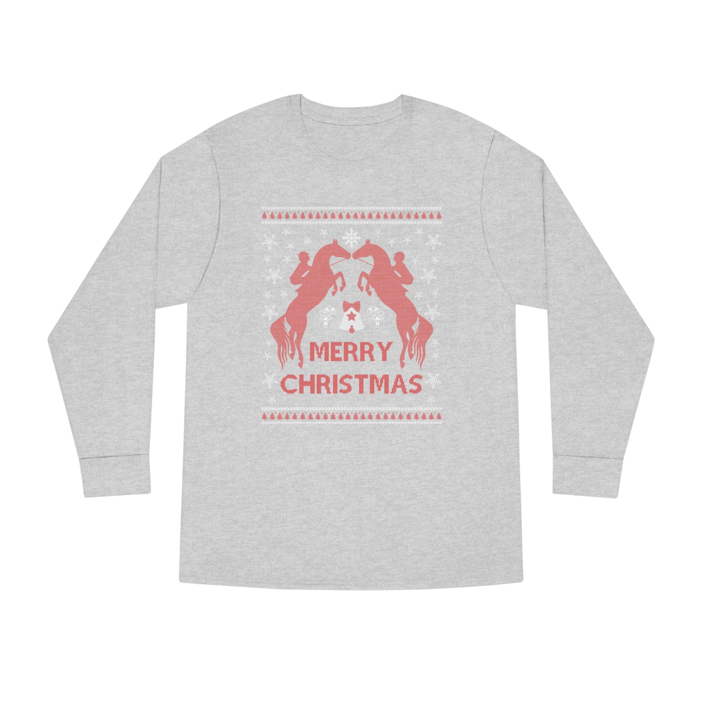 Merry Christmas Horseback Riding Christmas Ugly Sweater Long Sleeve Tee