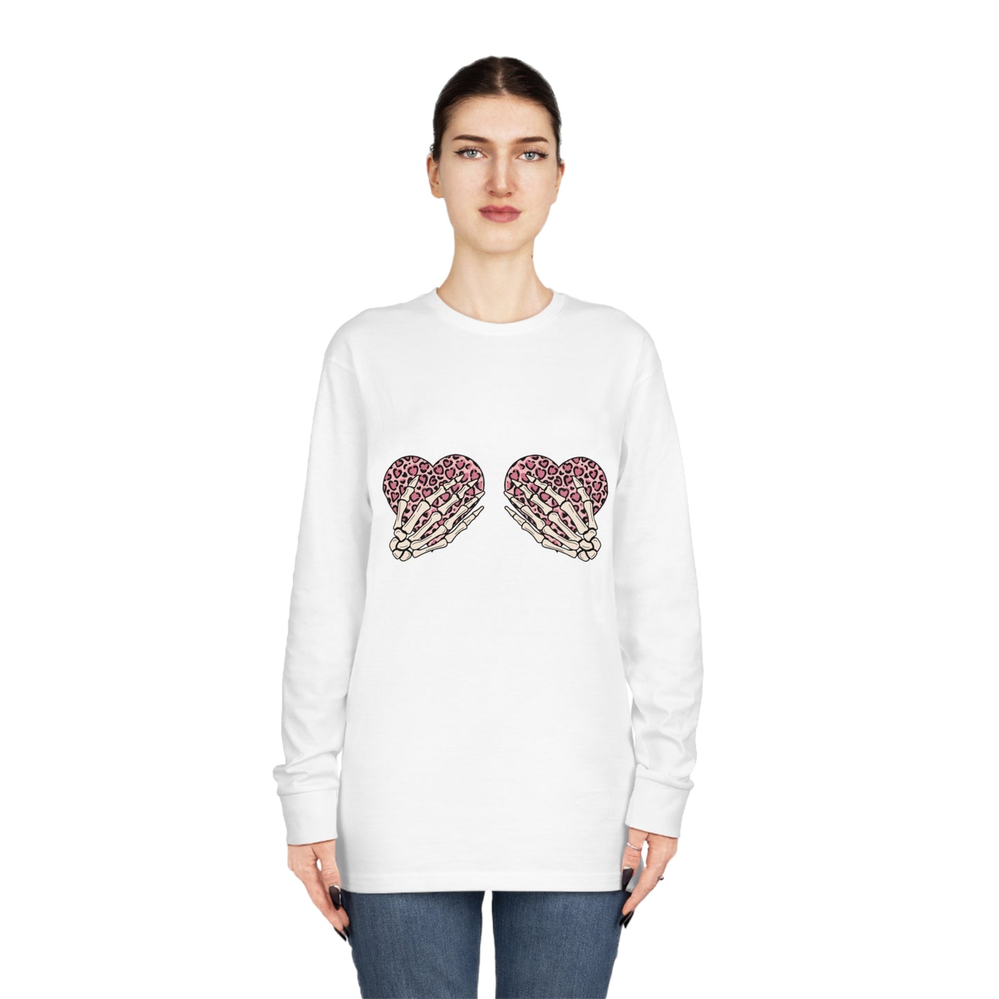 Skeleton Hand on Hearts Valentine Long Sleeve T-shirt