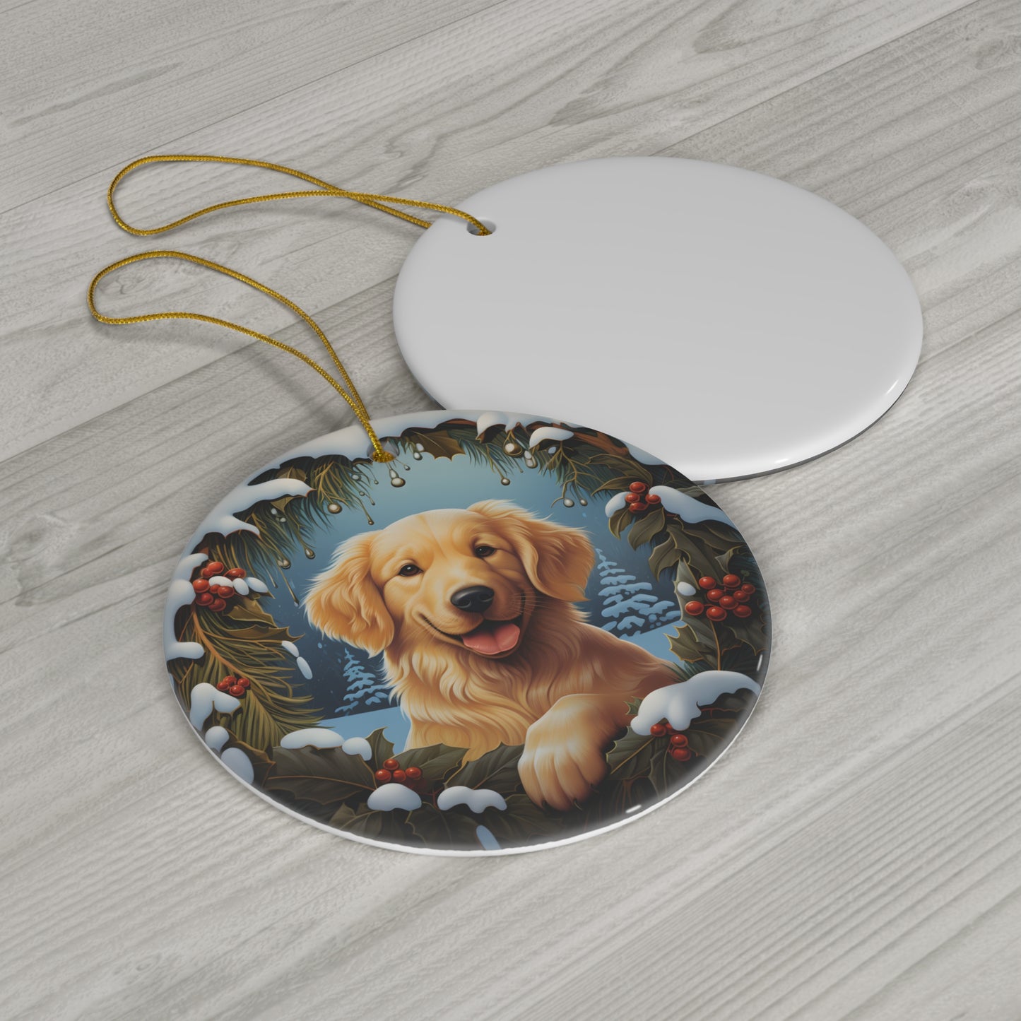 Golden Retriever Christmas Ceramic Ornament