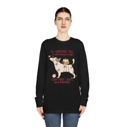 Oh Christmas Tree Your Fairy Lights Are History Dog Long Sleeve T-shirt