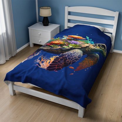 Sea Turtle with Flowers Blanket