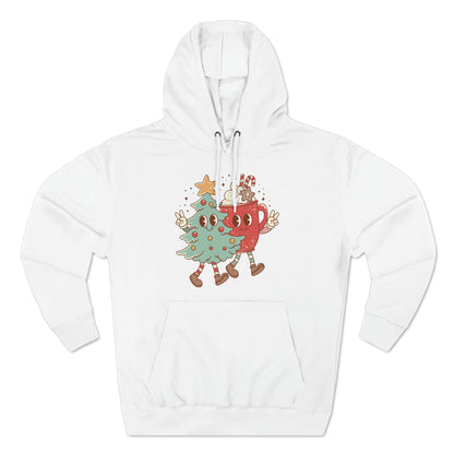 Retro Christmas Tree and Hot Cocoa Christmas Pullover Hoodie