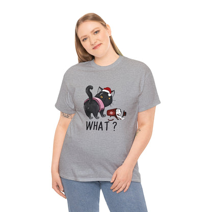 What? Cat Knocking Over Coffee Christmas Short Sleeve Tee