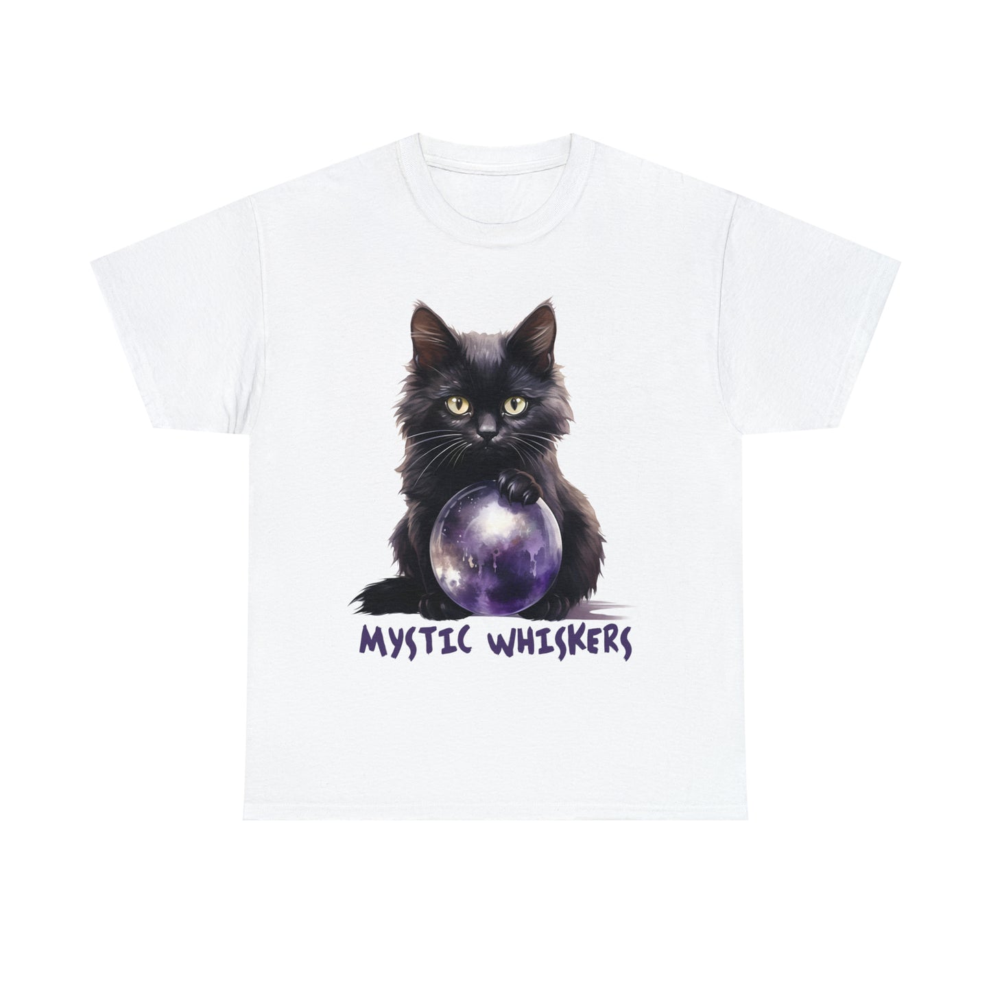 Mystic Whiskers Black Cat Halloween Short Sleeve Tee