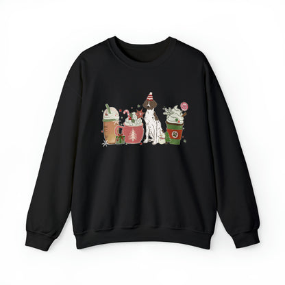 Pointer Dog Latte Christmas Sweatshirt