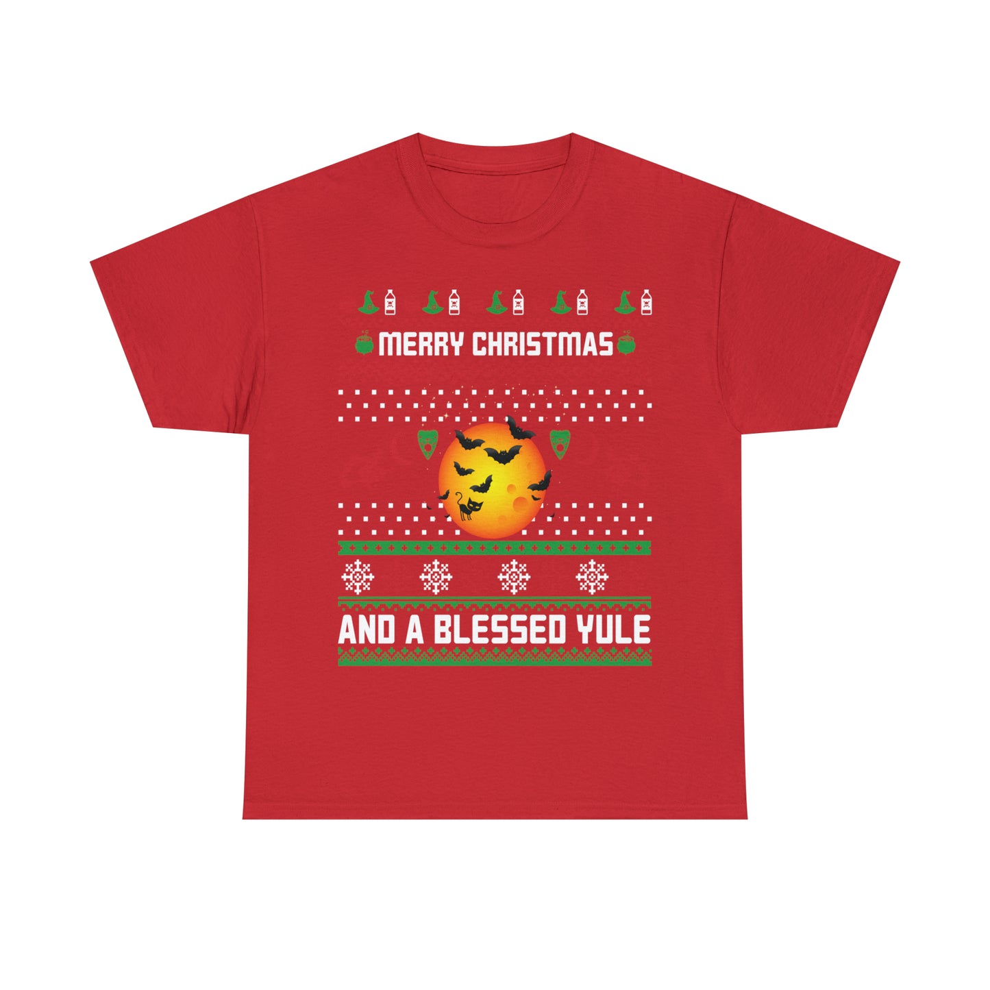 Merry Christmas and a Blessed Yule Christmas Ugly Sweater Short Sleeve Tee