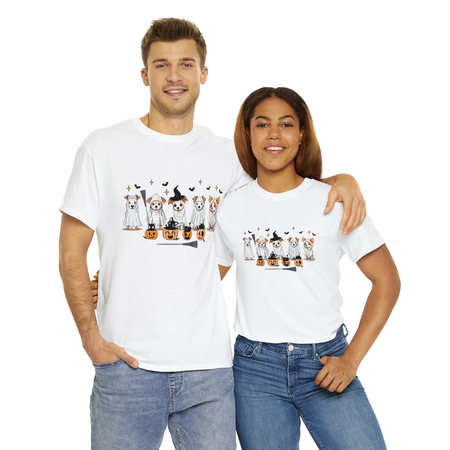 Puppy Ghosts Halloween Short Sleeve Tee