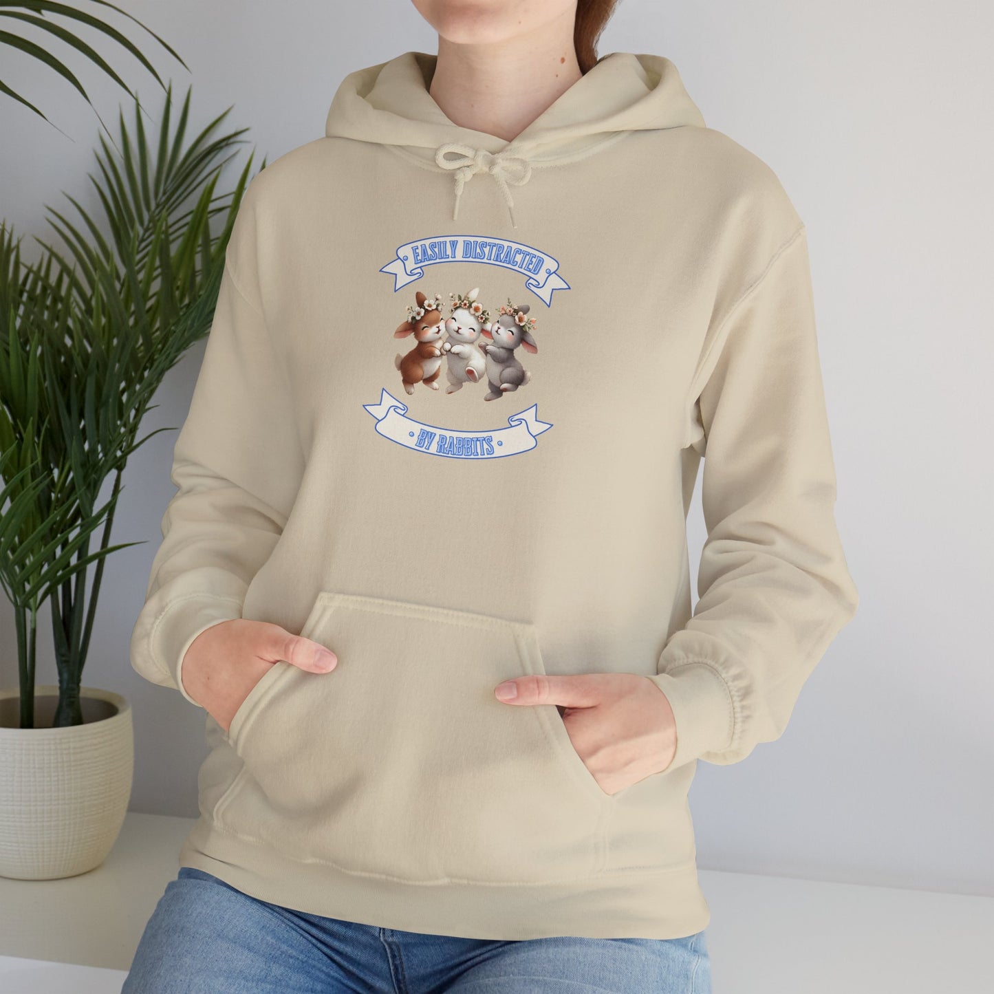 Easily Distracted By Rabbits Pullover Hoodie