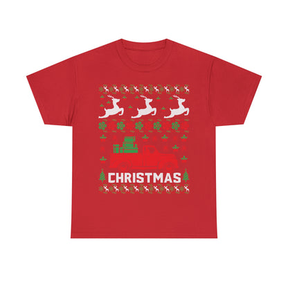 Red Merry Christmas Truck Ugly Sweater Short Sleeve Tee