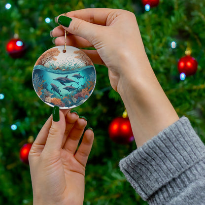 Dolphins Christmas Ceramic Ornament