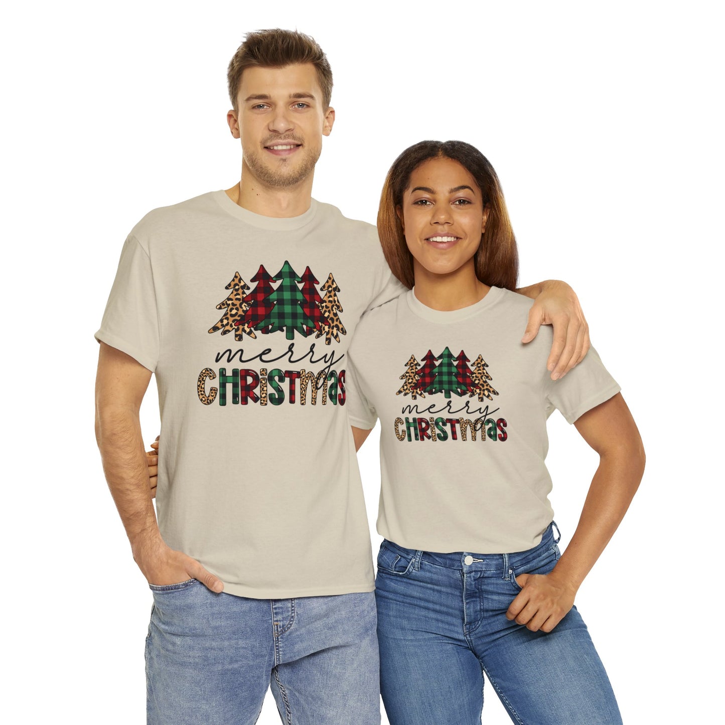 Merry Christmas Plaid Trees Short Sleeve Tee