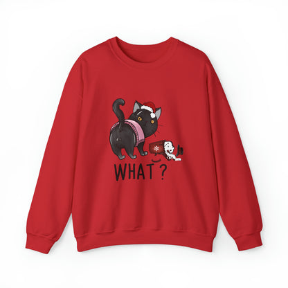 What? Cat Knocking Over Coffee Christmas Sweatshirt