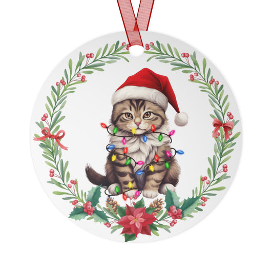 American Wirehair Cat in Lights Ornament