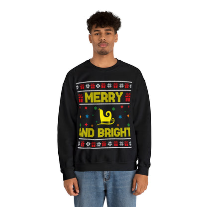 Merry and Bright Sleigh Christmas Ugly Sweater Sweatshirt