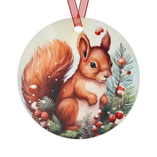 Squirrel in Santa Hat Ornament