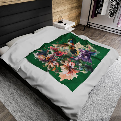 Hummingbirds with Flowers Blanket