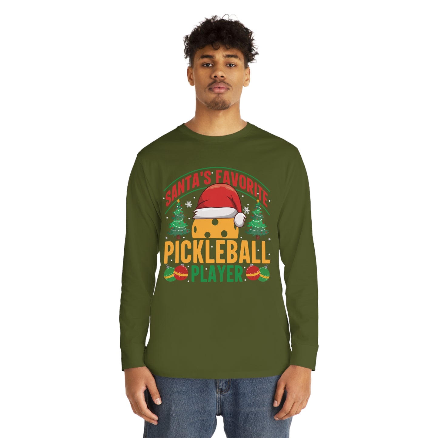 Santa's Favorite Pickleball Player Christmas Long Sleeve T-Shirt