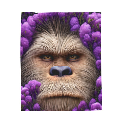 Sasquatch Bigfoot Face in Flowers Blanket