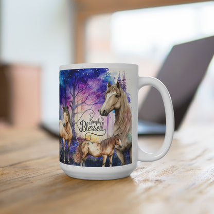 Simply Blessed White Horses Mug 15oz
