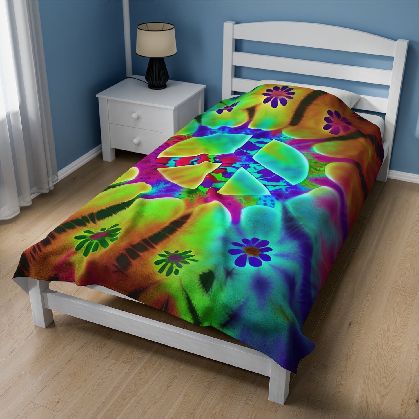 Tye Dye Rainbow Peace Sign Plush Blanket